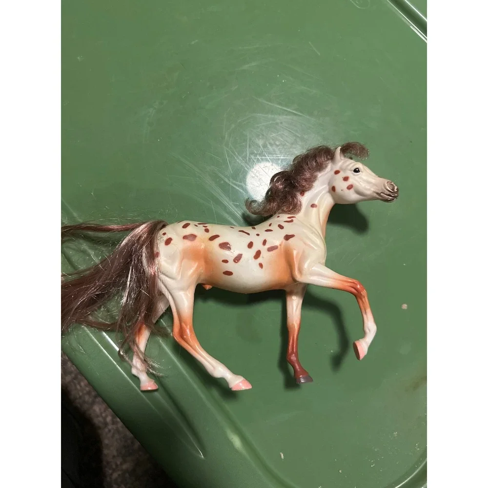 Vintage Appaloosa Horse Figurine Leopard Spot Rooted Mane Tail Collectible Toy